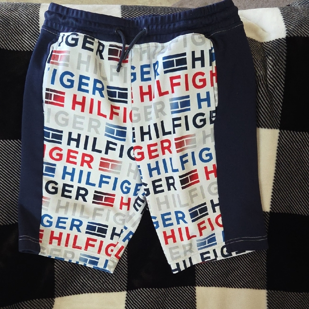 Tommy Hilfiger Men's Navy and Multicolor Logo Shorts